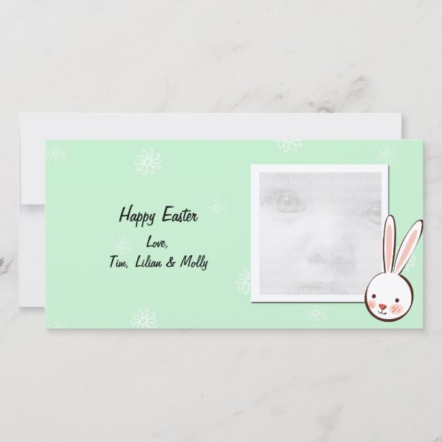 Green Bunny Easter Photo Cards (Front)