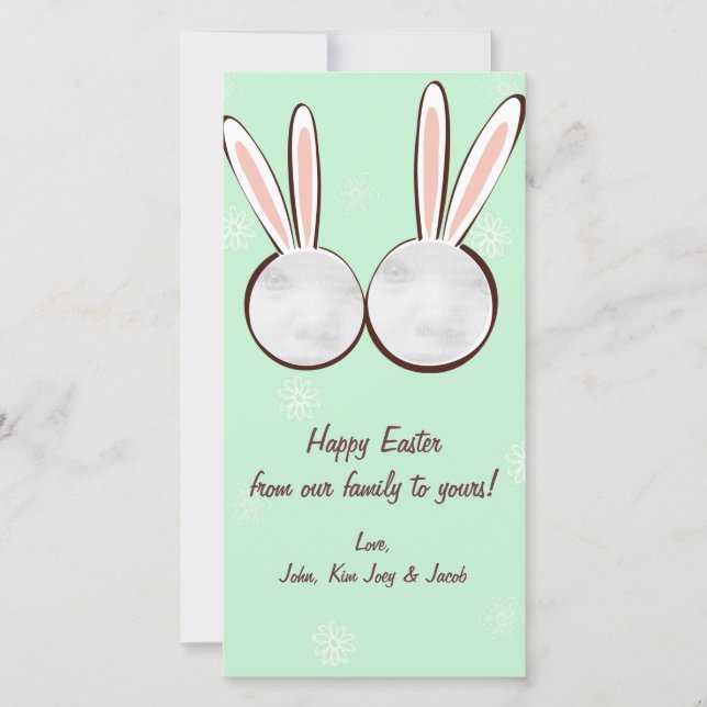 Green Bunny Easter Photo Cards (Front)