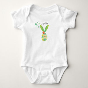 Green Bunny/Egg - customize name Baby Bodysuit