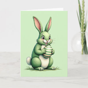 Green Bunny Friend Greeting Card