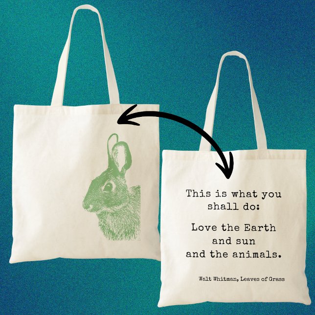 Green Bunny Simple Stamped Eco-Friendly Quote Tote Bag (Creator Uploaded)