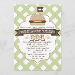 Green Burger Couples BBQ Baby Shower Invitations