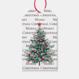 Green Burgundy Christmas Trees Ornaments Quote Gift Tags