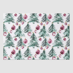 Green Burgundy Christmas Trees Ornaments Tissue Paper