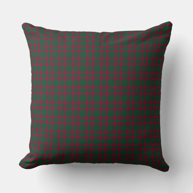 Green Burgundy Plaid Pattern Cushion (Front)