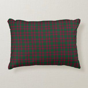 Green Burgundy Plaid Pattern Decorative Cushion