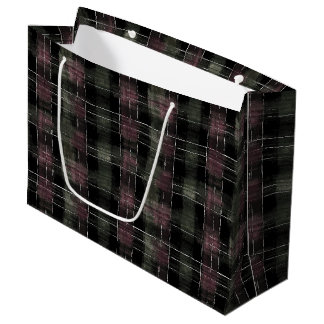 Green Burgundy Red Stripes Birthday Large Gift Bag