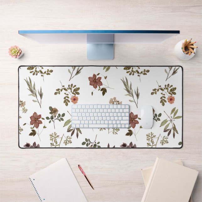 Green Burgundy Wildflower  Desk Mat (Office 1)