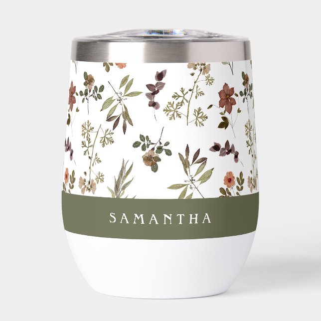 Green Burgundy Wildflower Monogram Name (Front)