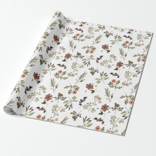 Green Burgundy Wildflower Wrapping Paper