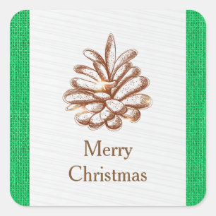 Green Burlap Pinecones Photo - Square Sticker