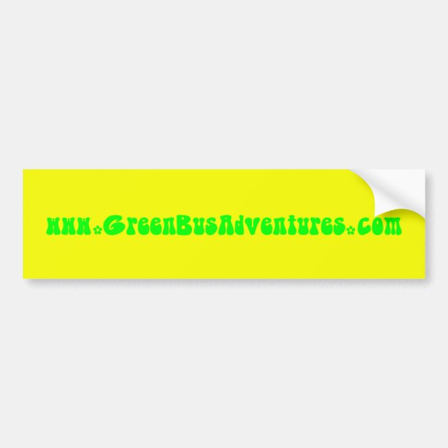 Green Bus Adventure Yellow Flowers Bumper Sticker (Front)