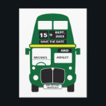 Green Bus Save the date postcard<br><div class="desc">More options in my shop! Contact me to change the color of the bus.</div>
