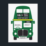 Green Bus Save the date postcard<br><div class="desc">More options in my shop! Contact me to change the color of the bus.</div>