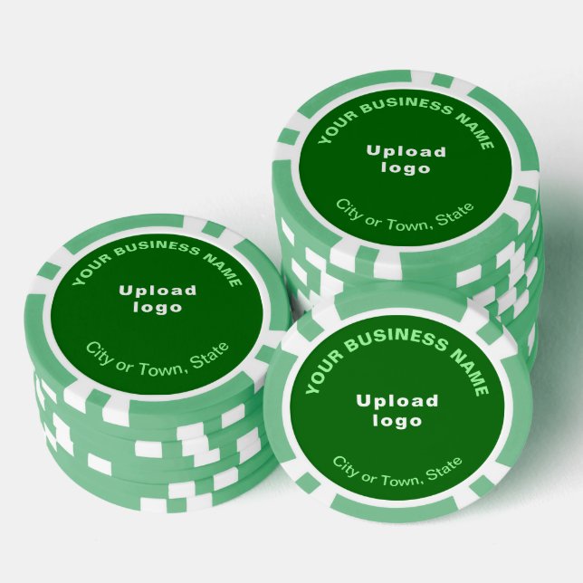 Green Business Brand on Poker Chips (Stack)