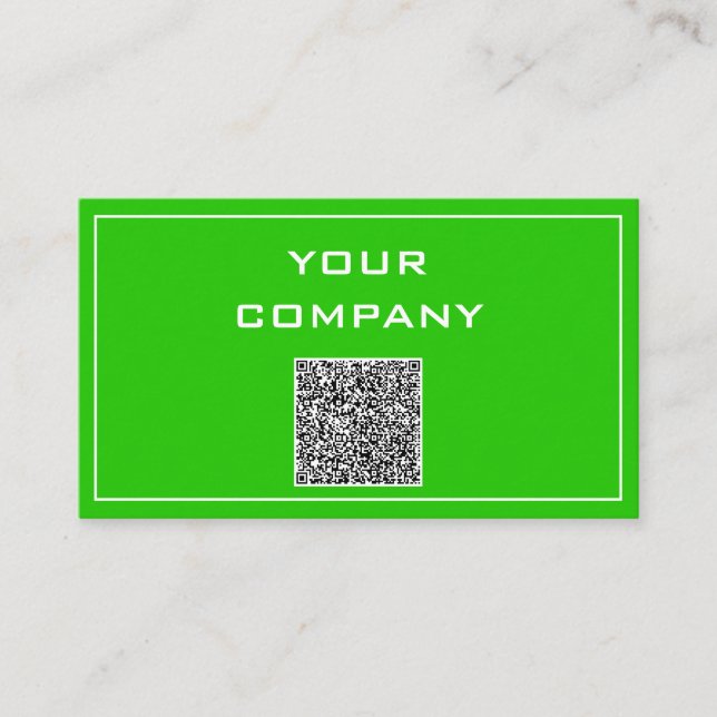 Green Business Card Your Own Design with QR Code (Front)