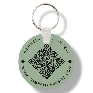 Green   Business Custom QR Code Keychain