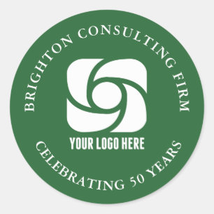 Green Business Logo Custom Company Marketing Classic Round Sticker