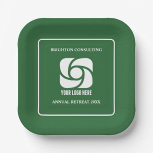 Green Business Logo Custom Company Party Paper Plate