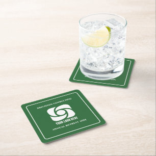 Green Business Logo Custom Company Party Square Paper Coaster