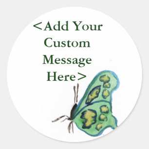 Green Butterflies Art Label Stickers