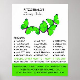 Green Butterflies, Beautician, Beauty Salon Advert Poster