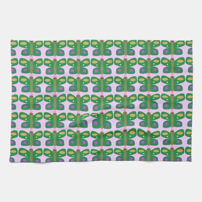 Green Butterflies towel (Horizontal)