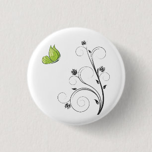 Green  Butterfly  3 Cm Round Badge