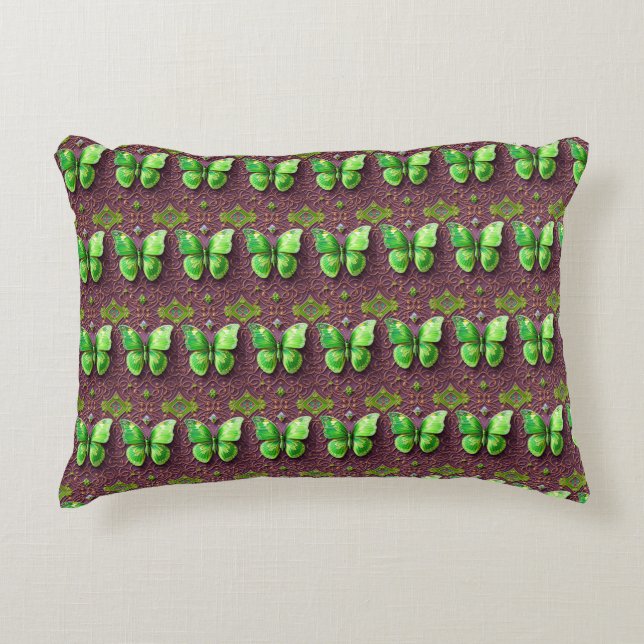 Green Butterfly 3D Optics Decorative Cushion (Front)