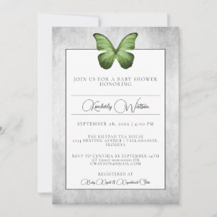 Green Butterfly Baby Shower Invitation