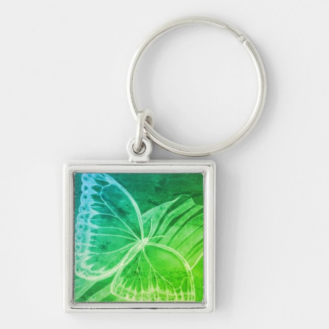 Green Butterfly Button Keychain (Front)