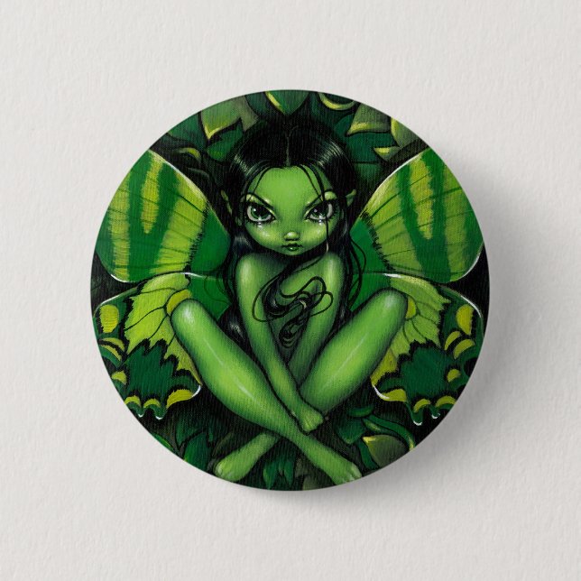 "Green Butterfly Fantasy" Button (Front)