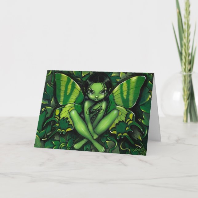 "Green Butterfly Fantasy" Greeting Card (Front)