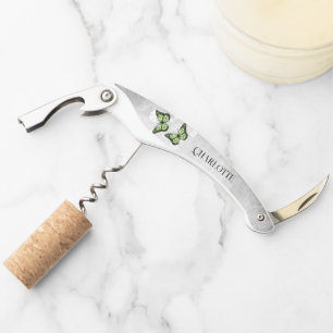 Green Butterfly Floral Corkscrew