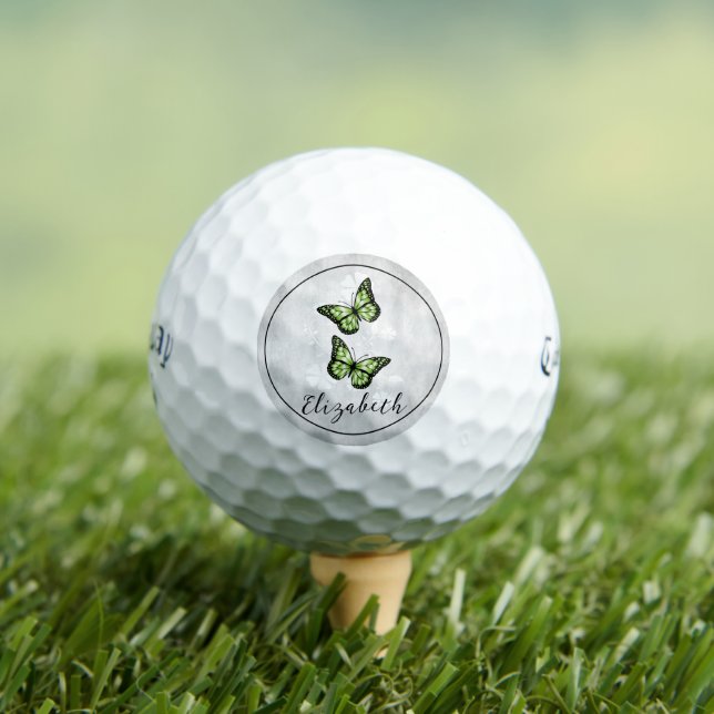 Green Butterfly Floral Golf Balls (Insitu Tee)