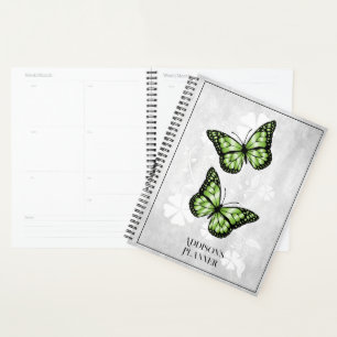 Green Butterfly Floral Planner
