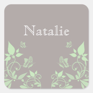 Green Butterfly Floral Stickers
