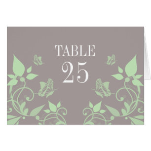 Green Butterfly Floral Table Number Card