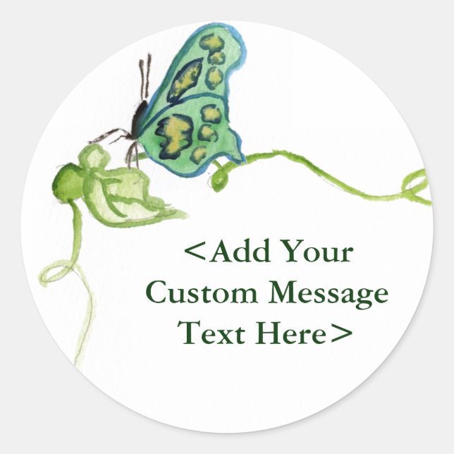 Green Butterfly & Green Vine Customised Sticker (Front)
