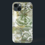 Green Butterfly Inset with Ironwork Gate iPhone 13 Case<br><div class="desc">Jennifer Goldberger painted this stunning piece. A green butterfly inset rests atop an ironwork gate. A very avant-garde painting,  it has a lot going on that is hidden behind fading colors and splotches of patterns. This would make a great gift for someone who loves modernist art!</div>