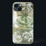 Green Butterfly Inset with Ironwork Gate iPhone 13 Case<br><div class="desc">Jennifer Goldberger painted this stunning piece. A green butterfly inset rests atop an ironwork gate. A very avant-garde painting,  it has a lot going on that is hidden behind fading colors and splotches of patterns. This would make a great gift for someone who loves modernist art!</div>
