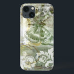 Green Butterfly Inset with Ironwork Gate iPhone 13 Case<br><div class="desc">Jennifer Goldberger painted this stunning piece. A green butterfly inset rests atop an ironwork gate. A very avant-garde painting,  it has a lot going on that is hidden behind fading colors and splotches of patterns. This would make a great gift for someone who loves modernist art!</div>