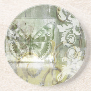 Green Butterfly Inset with Ironwork Gate Coaster