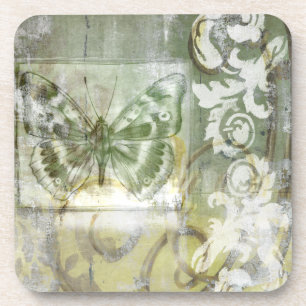 Green Butterfly Inset with Ironwork Gate Coaster