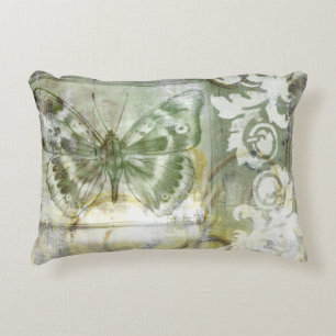 Green Butterfly Inset with Ironwork Gate Decorative Cushion