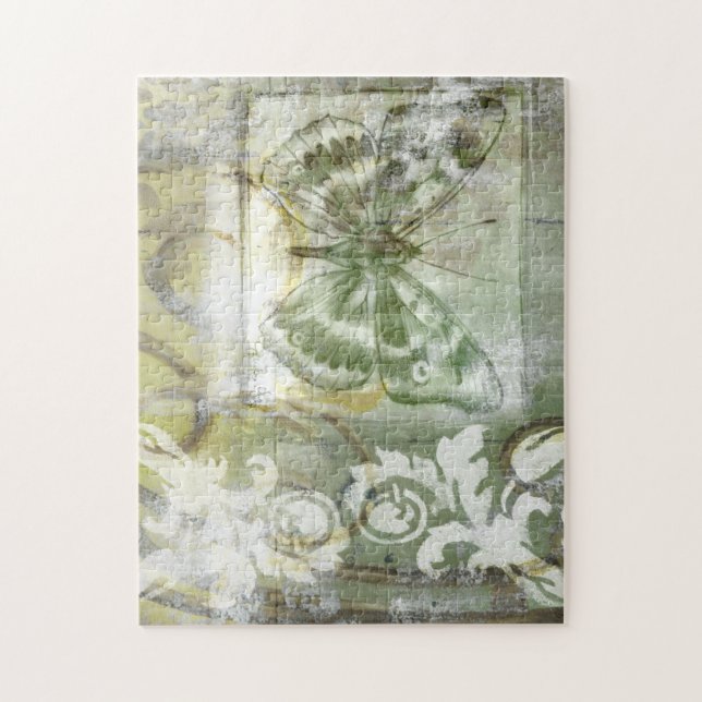 Green Butterfly Inset with Ironwork Gate Jigsaw Puzzle (Vertical)