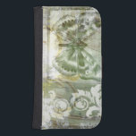 Green Butterfly Inset with Ironwork Gate Samsung S4 Wallet Case<br><div class="desc">Jennifer Goldberger painted this stunning piece. A green butterfly inset rests atop an ironwork gate. A very avant-garde painting,  it has a lot going on that is hidden behind fading colours and splotches of patterns. This would make a great gift for someone who loves modernist art!</div>