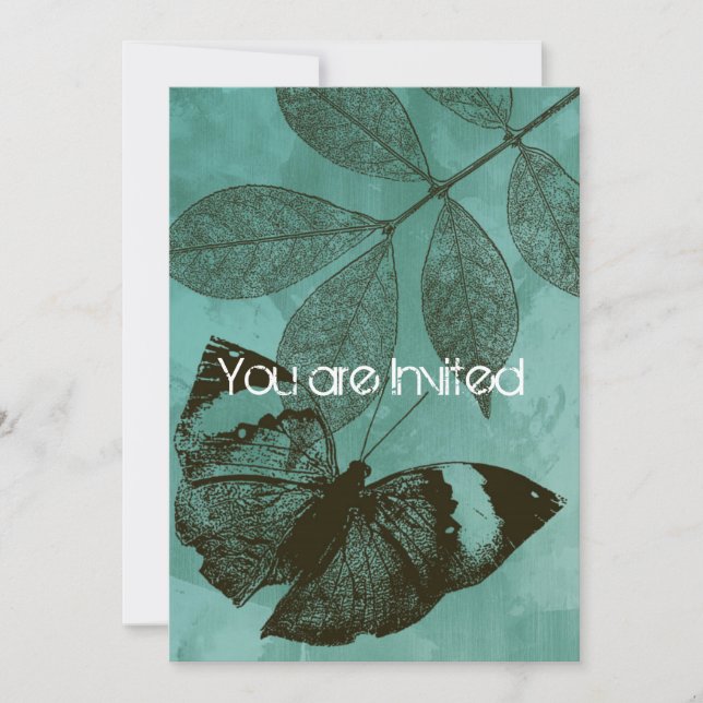 Green Butterfly Leaves Baby Shower Invitation (Front)