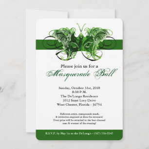Green Butterfly Masquerade Mask Costume Halloween Invitation