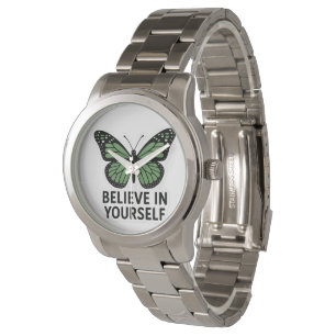 Green Butterfly Motivation Sticker  Watch